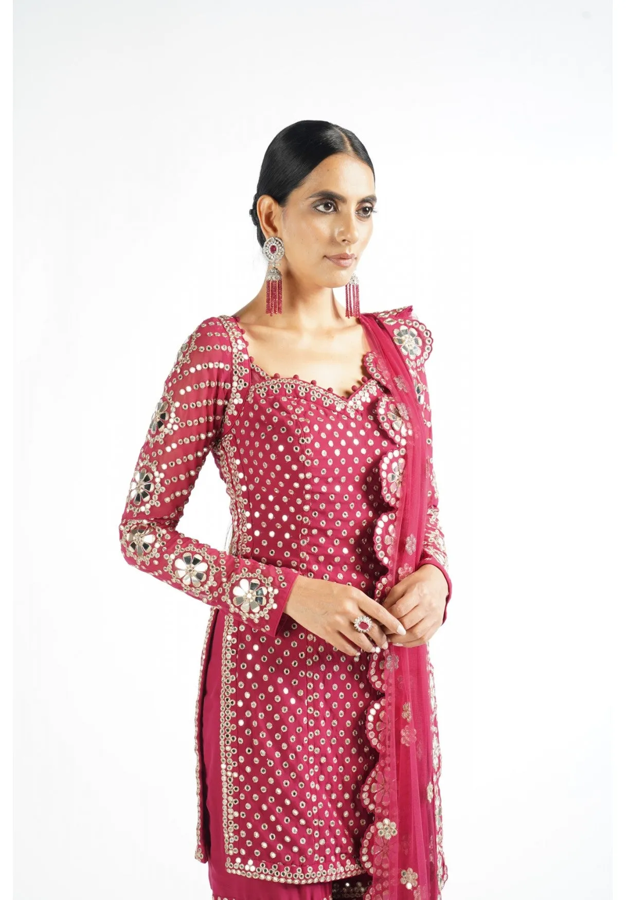 Mellow Wine Sharara Set