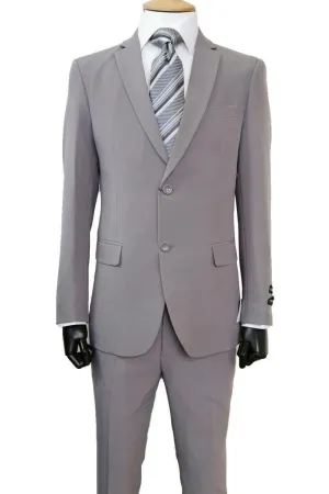 Mens 2 Button Slim Fit Poplin Basic Suit in Grey