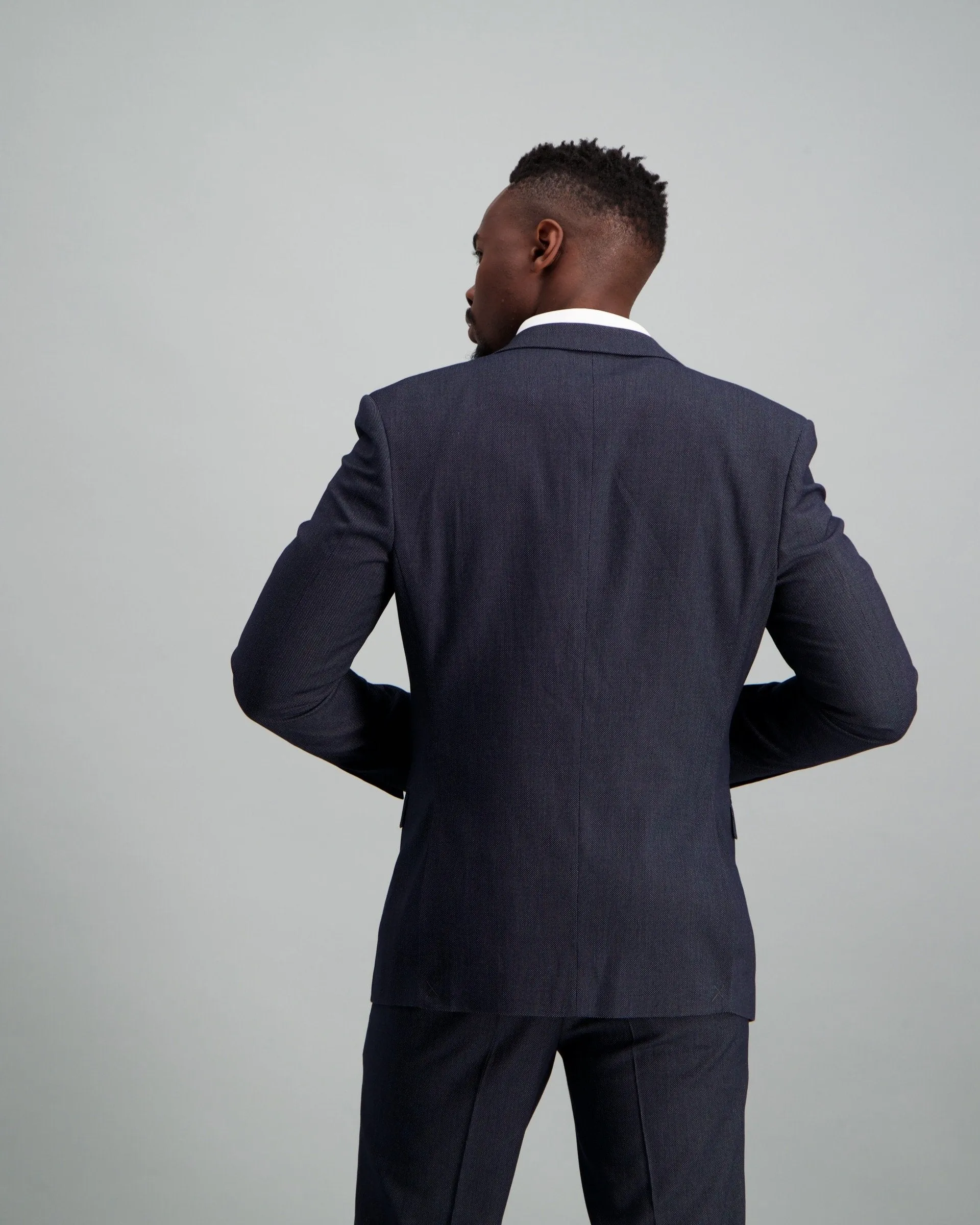 Men's Birds Eye Suit Jacket Navy