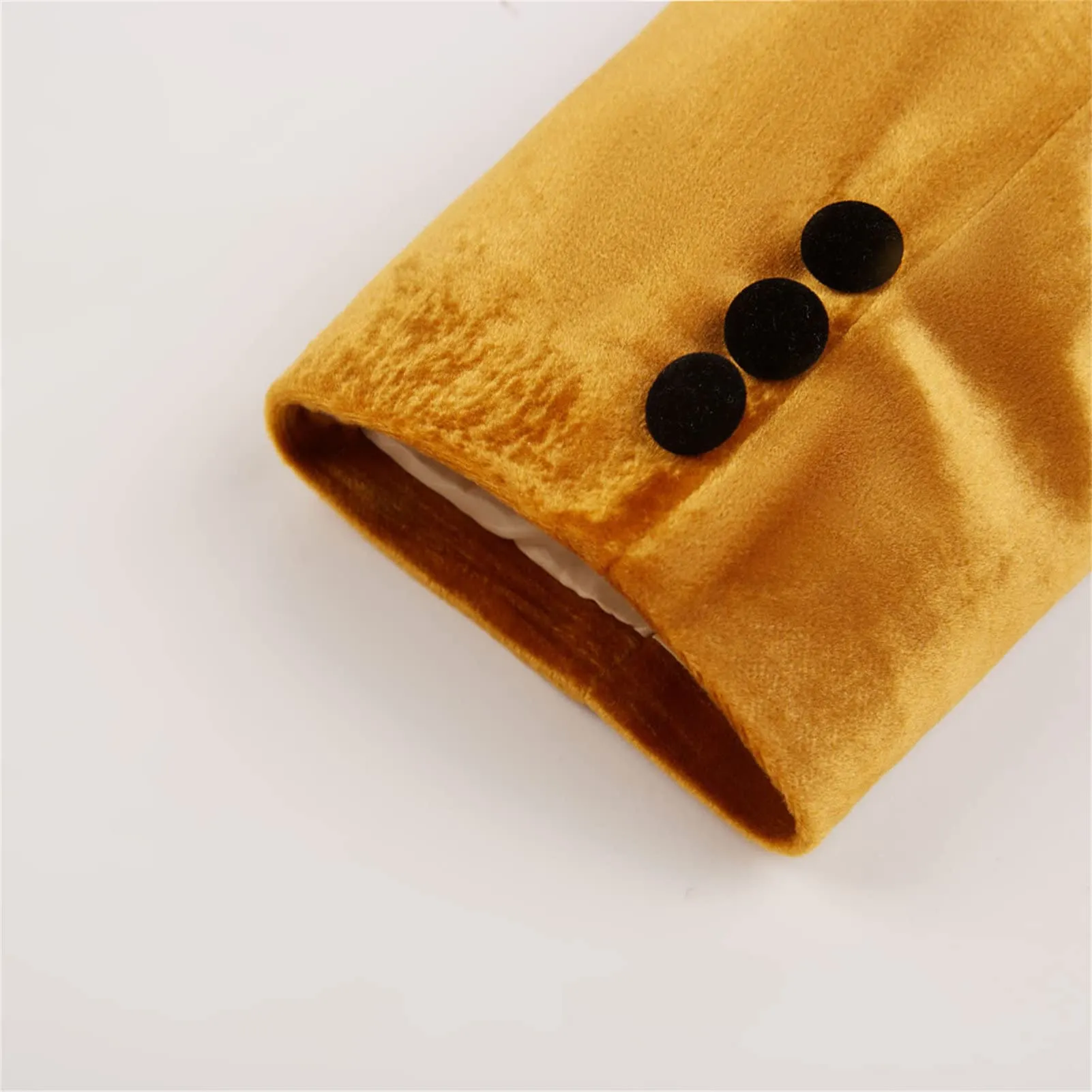 Men's Premium Velvet Blazer Jacket Slim Fit Solid Shawl Lapel Tuxedo Suit One Button Dinner Party Prom Sport Coat (Golden,X-Small)