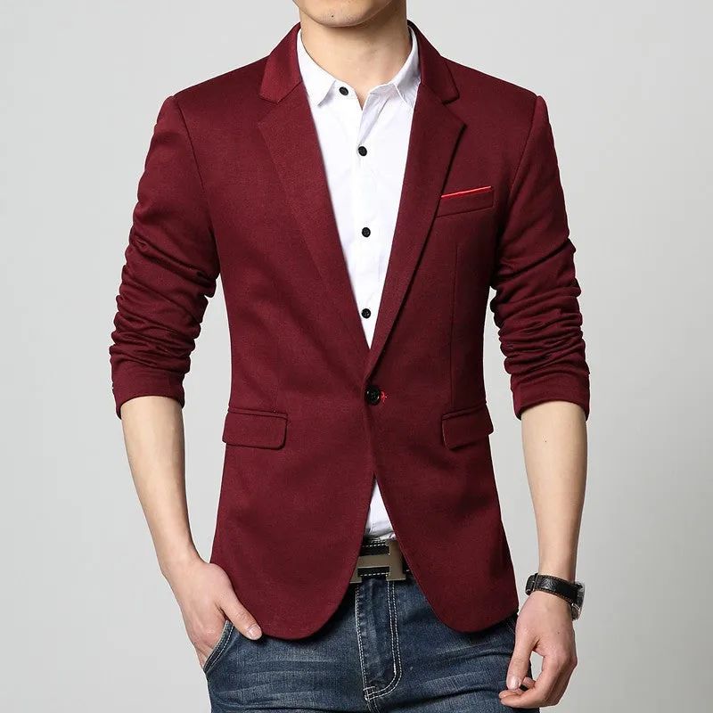 Mens slim fit fashion cotton blazer Suit Jacket black blue beige plus size M to 6XL Male blazers Mens coat Wedding dress