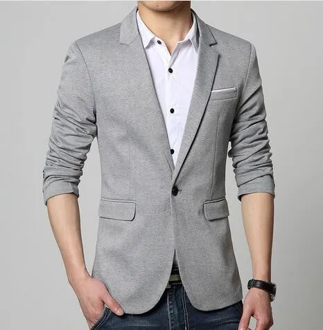 Mens slim fit fashion cotton blazer Suit Jacket black blue beige plus size M to 6XL Male blazers Mens coat Wedding dress