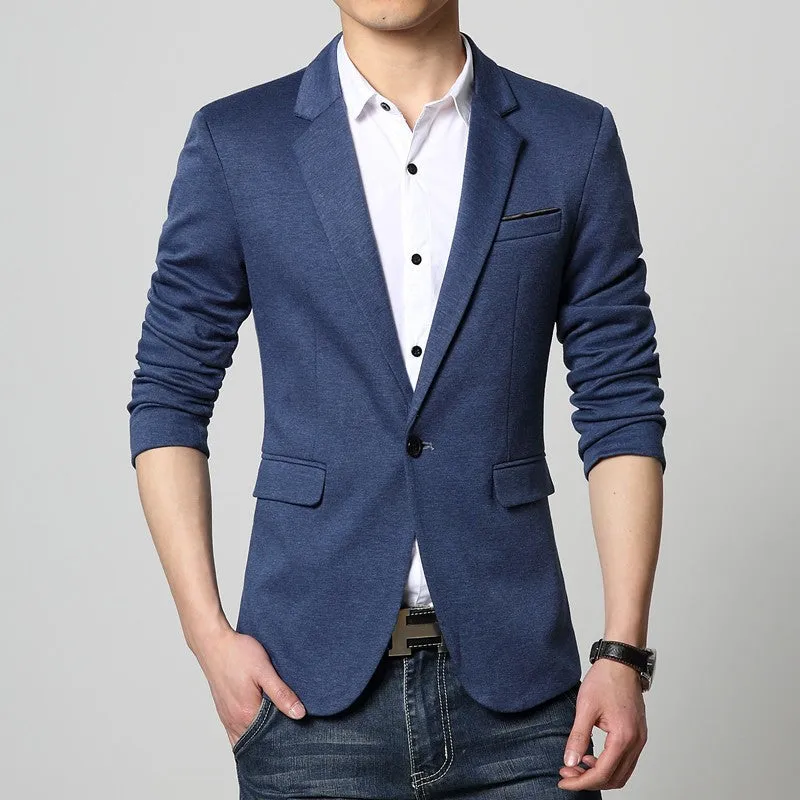 Mens slim fit fashion cotton blazer Suit Jacket black blue beige plus size M to 6XL Male blazers Mens coat Wedding dress