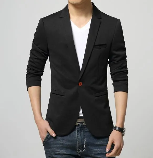 Mens slim fit fashion cotton blazer Suit Jacket black blue beige plus size M to 6XL Male blazers Mens coat Wedding dress