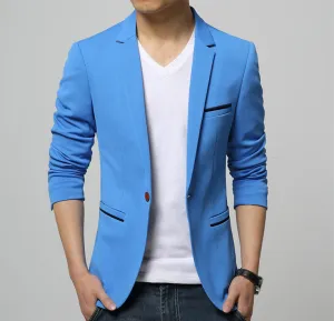 Mens slim fit fashion cotton blazer Suit Jacket black blue beige plus size M to 6XL Male blazers Mens coat Wedding dress
