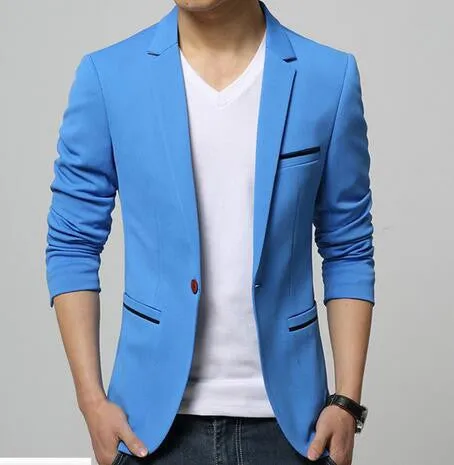 Mens slim fit fashion cotton blazer Suit Jacket black blue beige plus size M to 6XL Male blazers Mens coat Wedding dress