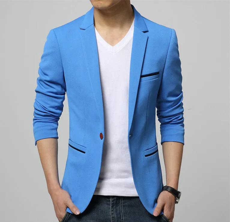 Mens slim fit fashion cotton blazer Suit Jacket black blue beige plus size M to 6XL Male blazers Mens coat Wedding dress