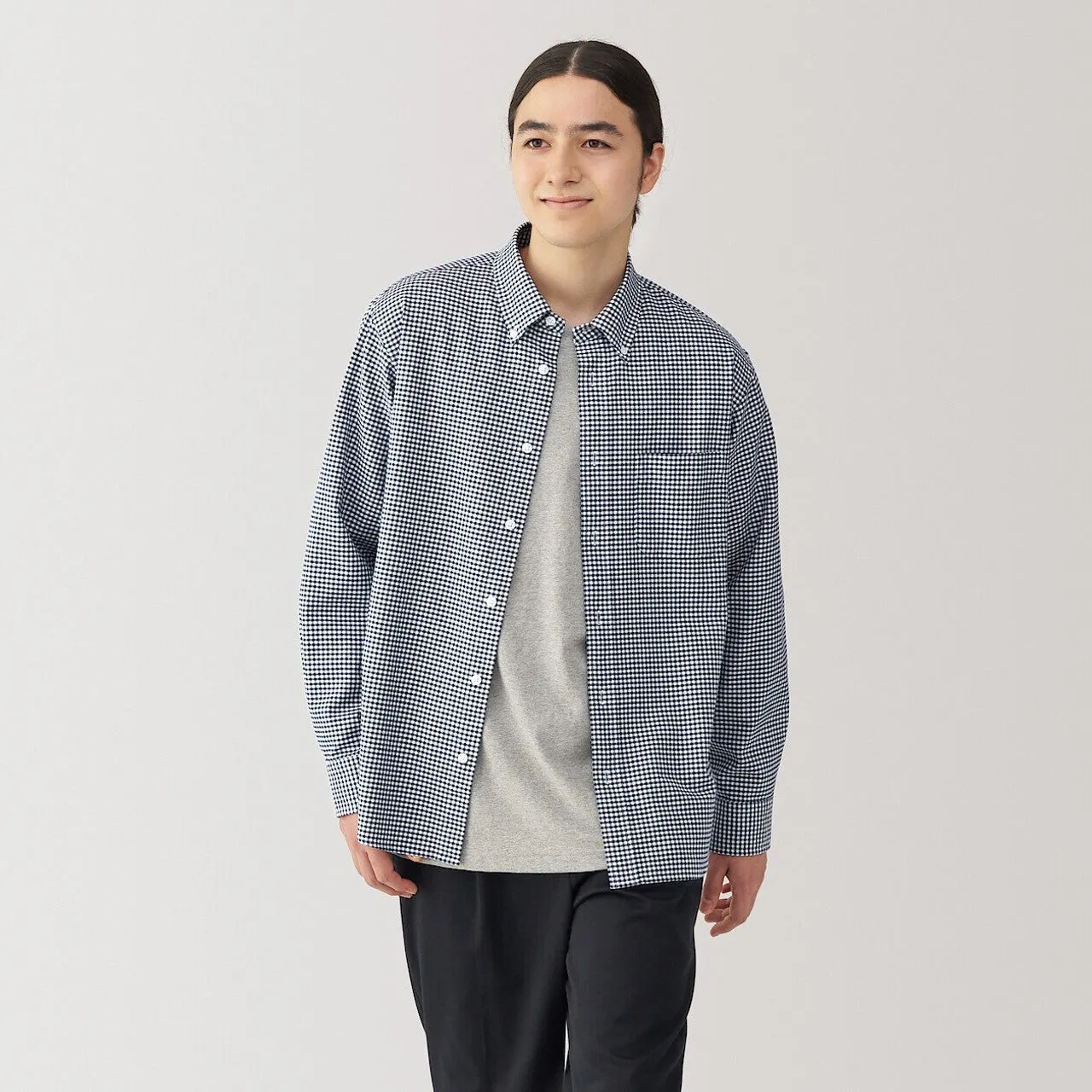 Men's Washed Oxford Button Down Long Sleeve Shirt