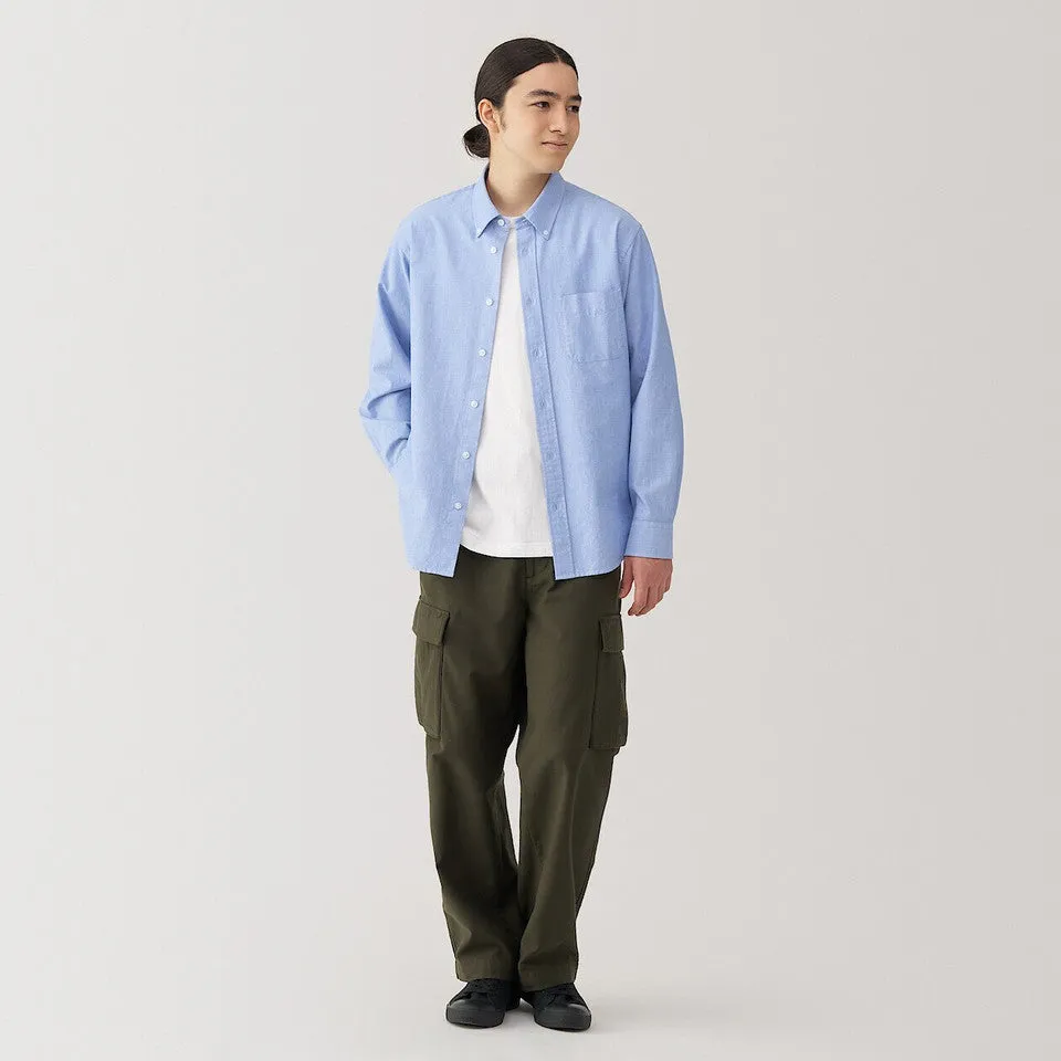 Men's Washed Oxford Button Down Long Sleeve Shirt