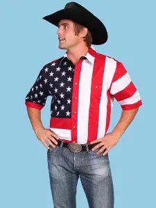 Men's Western Shirt Collection: Scully Show Your Stars & Stripes Short Sleeves