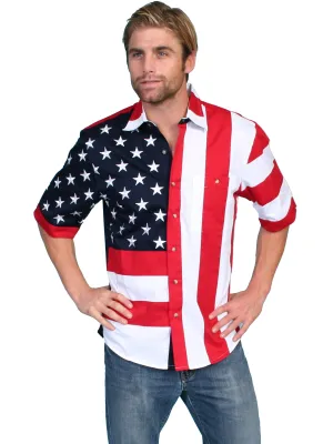 Men's Western Shirt Collection: Scully Show Your Stars & Stripes Short Sleeves