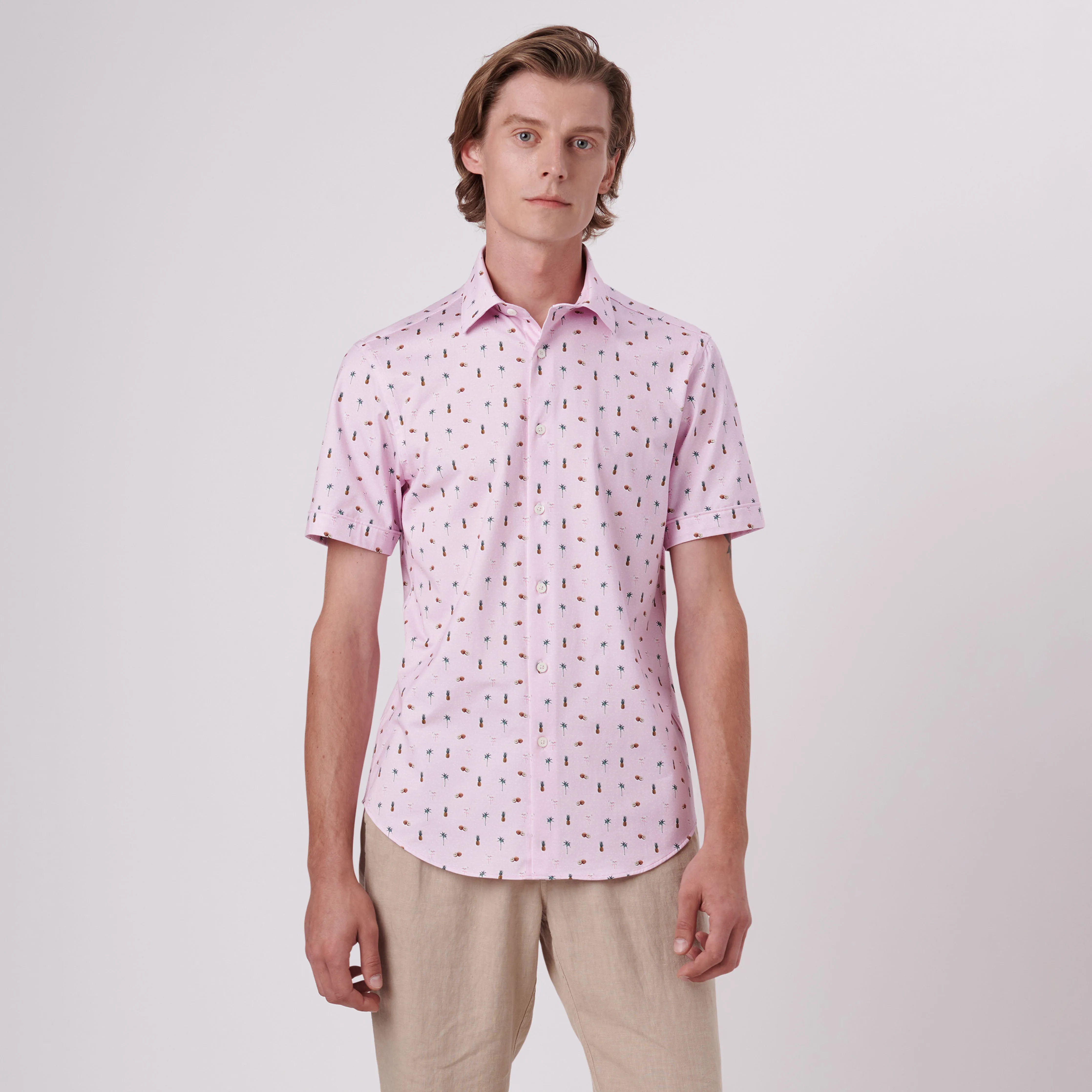 Miles Tropical Print OoohCotton Short Sleeve Shirt