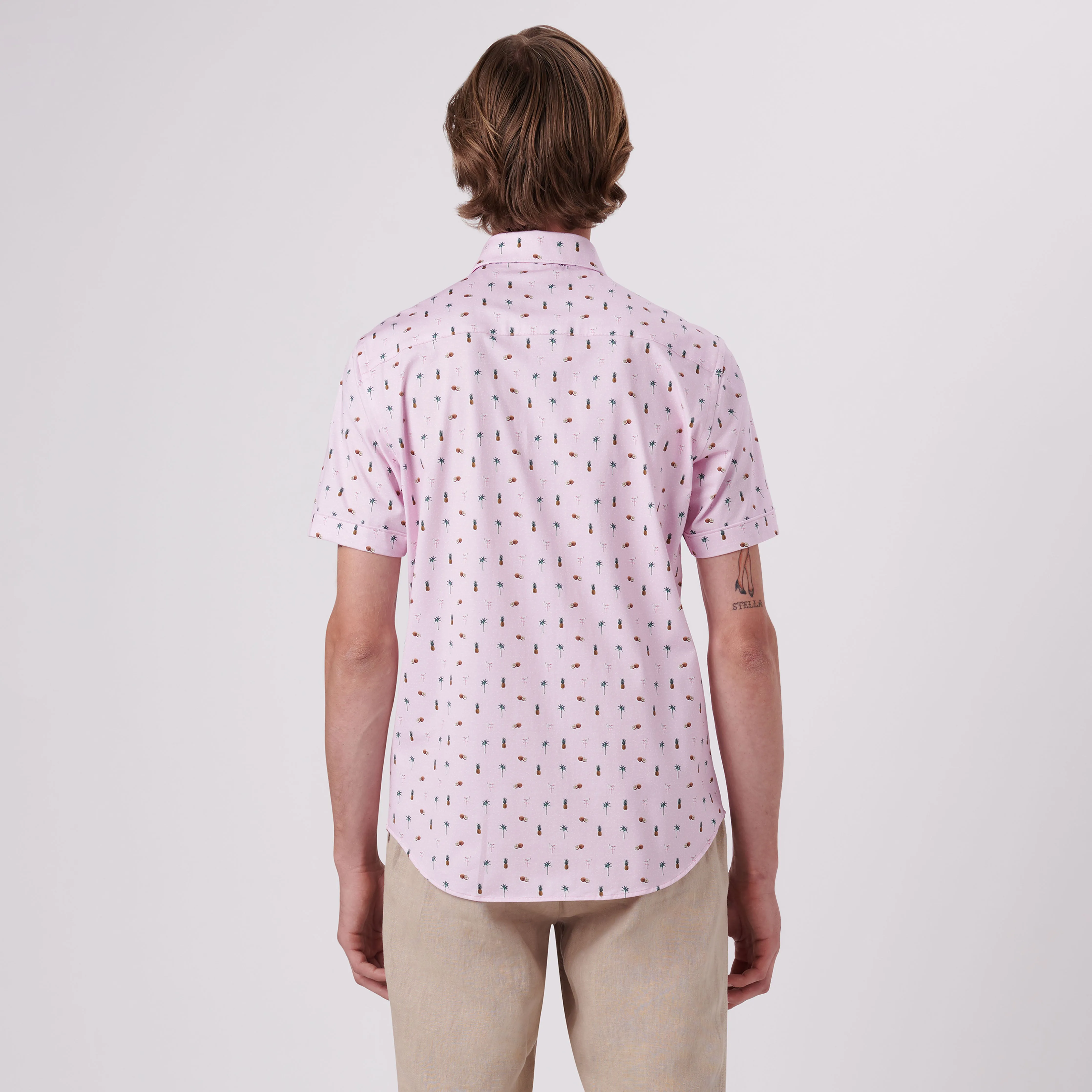 Miles Tropical Print OoohCotton Short Sleeve Shirt