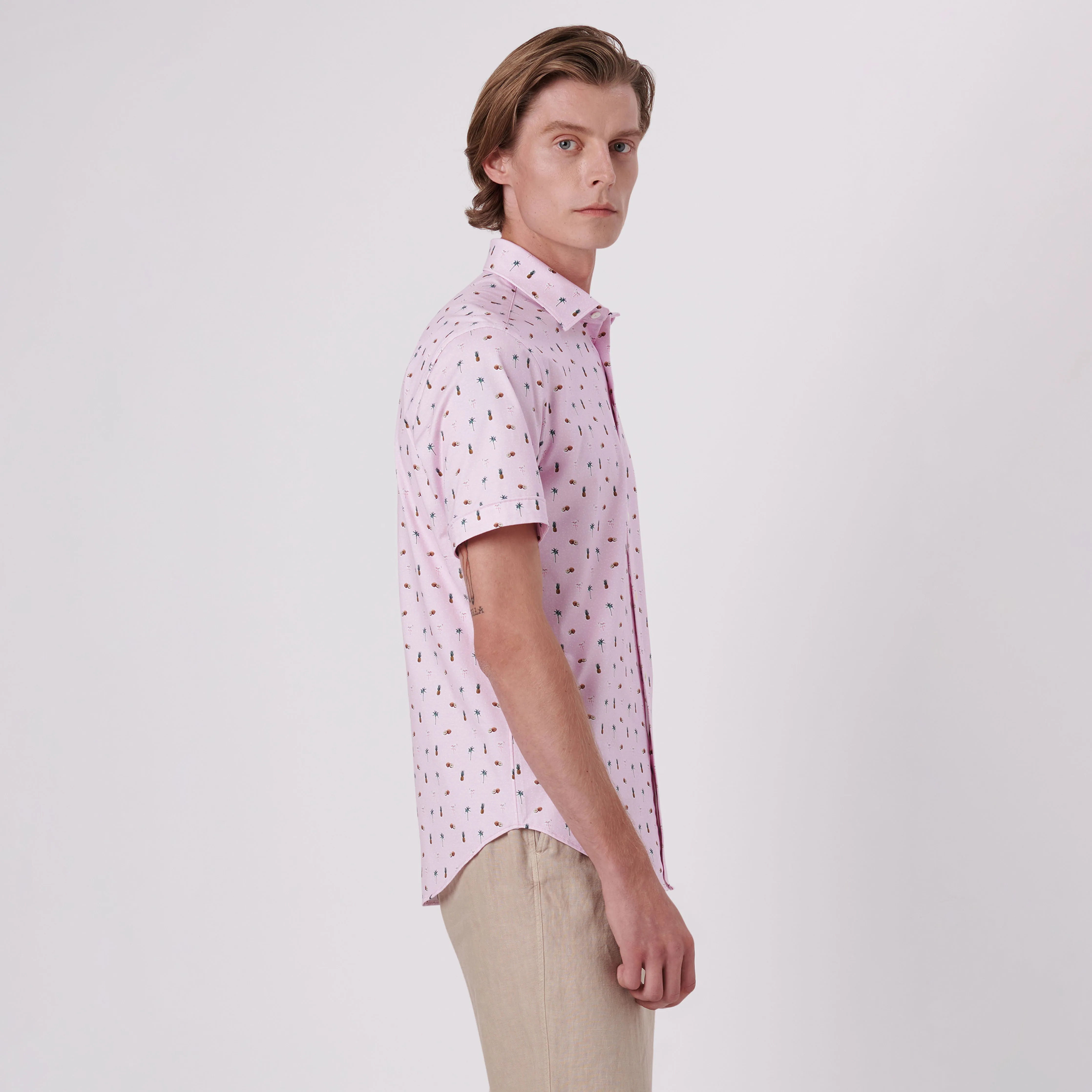 Miles Tropical Print OoohCotton Short Sleeve Shirt