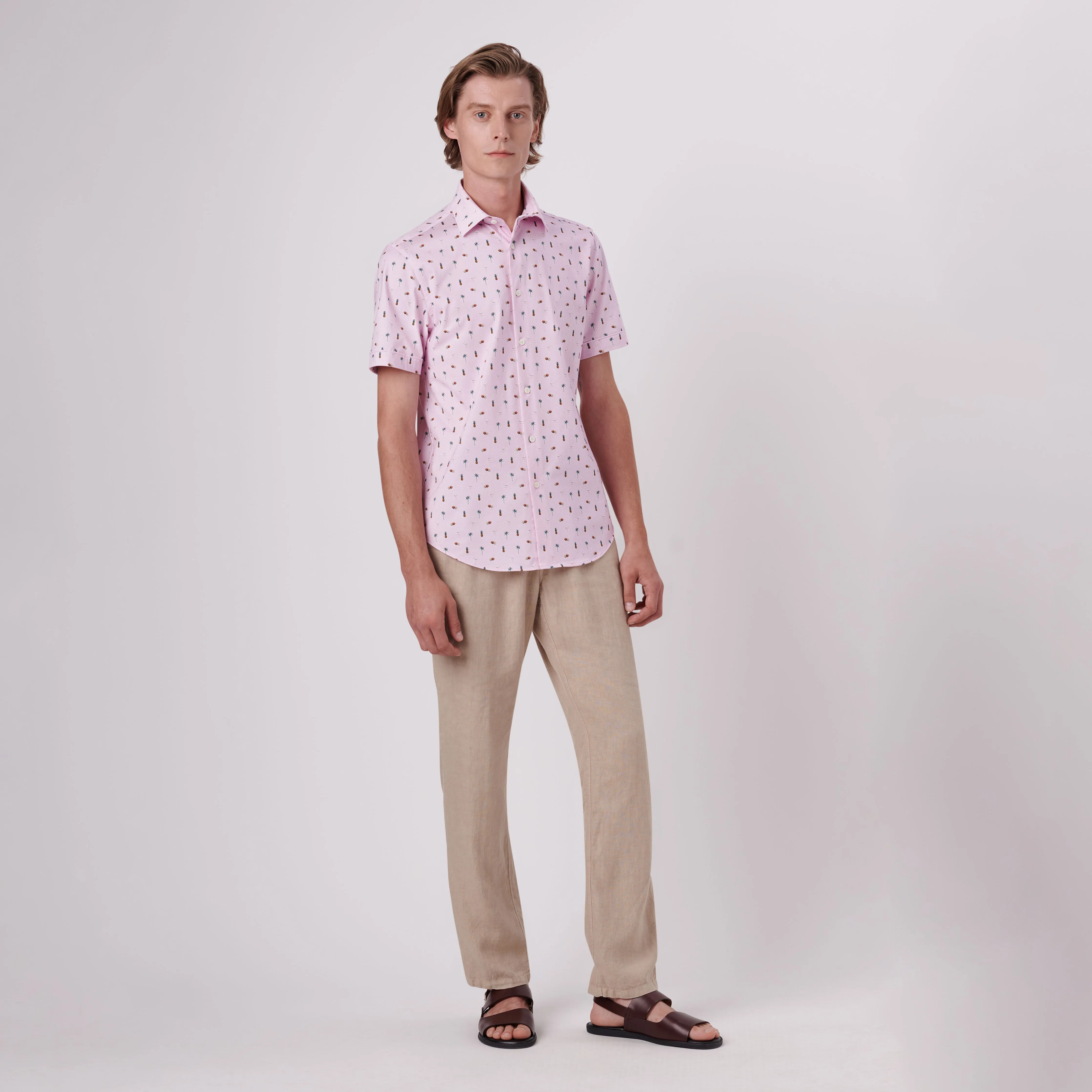 Miles Tropical Print OoohCotton Short Sleeve Shirt