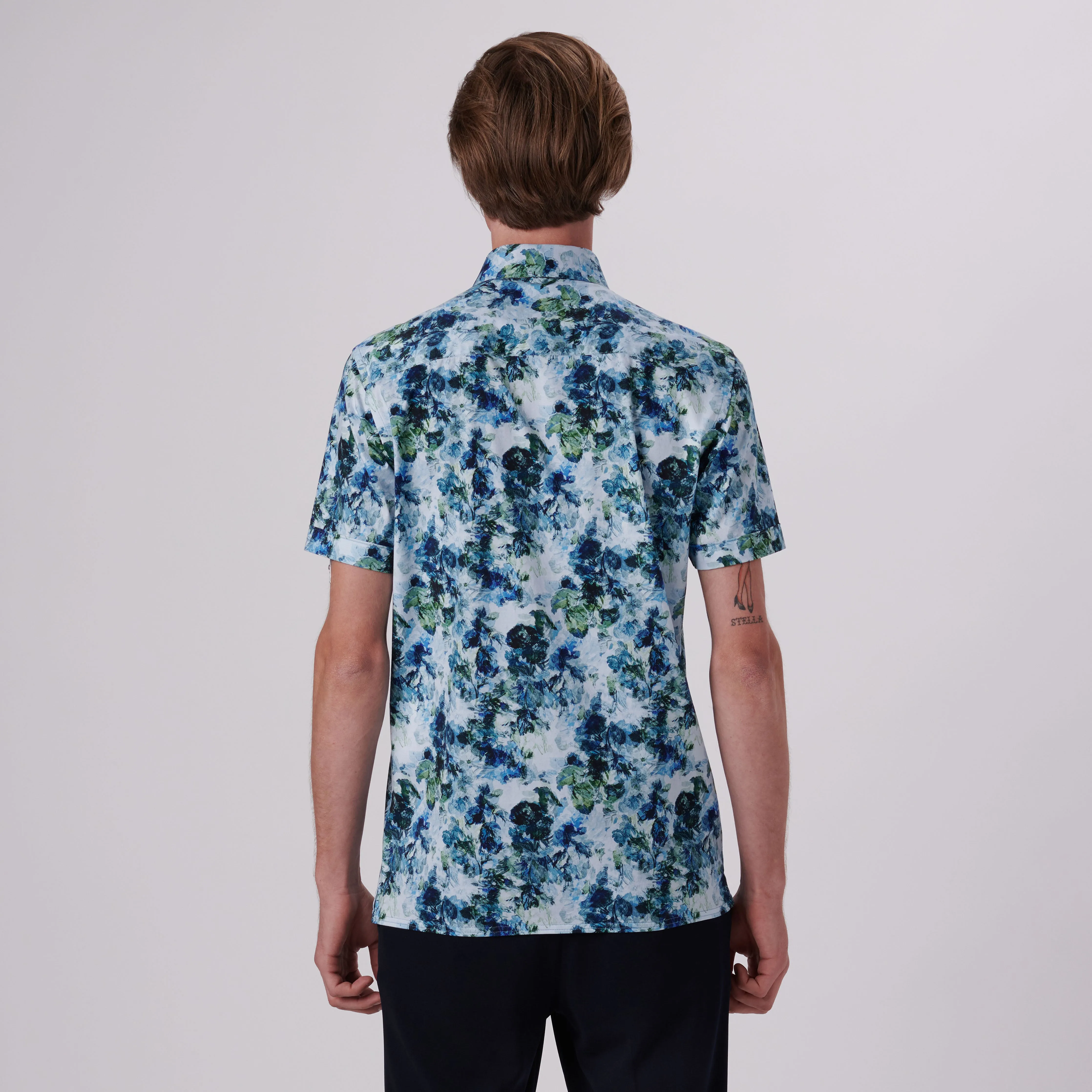 Milo Aquarelle Leaf Print OoohCotton Short Sleeve Shirt
