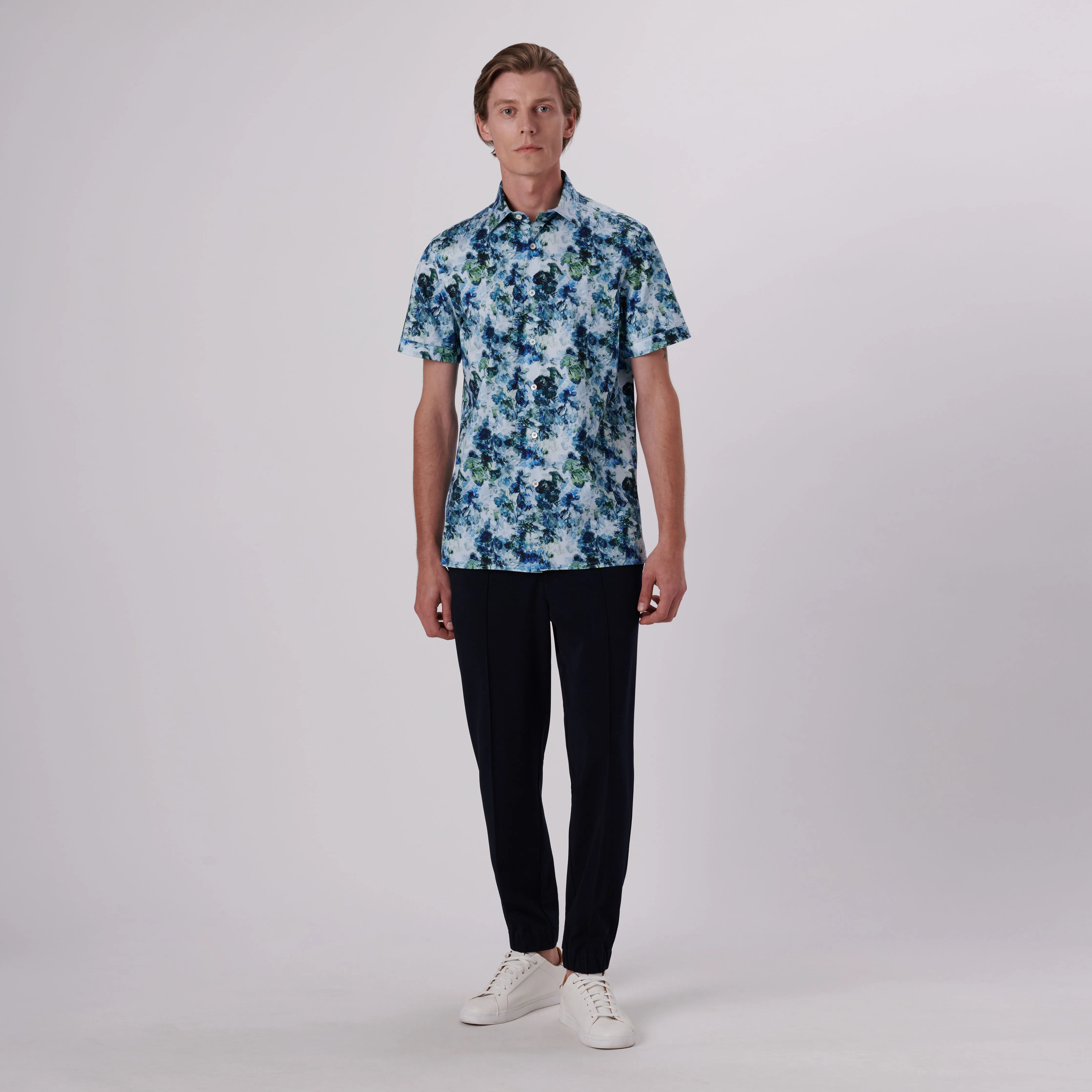 Milo Aquarelle Leaf Print OoohCotton Short Sleeve Shirt
