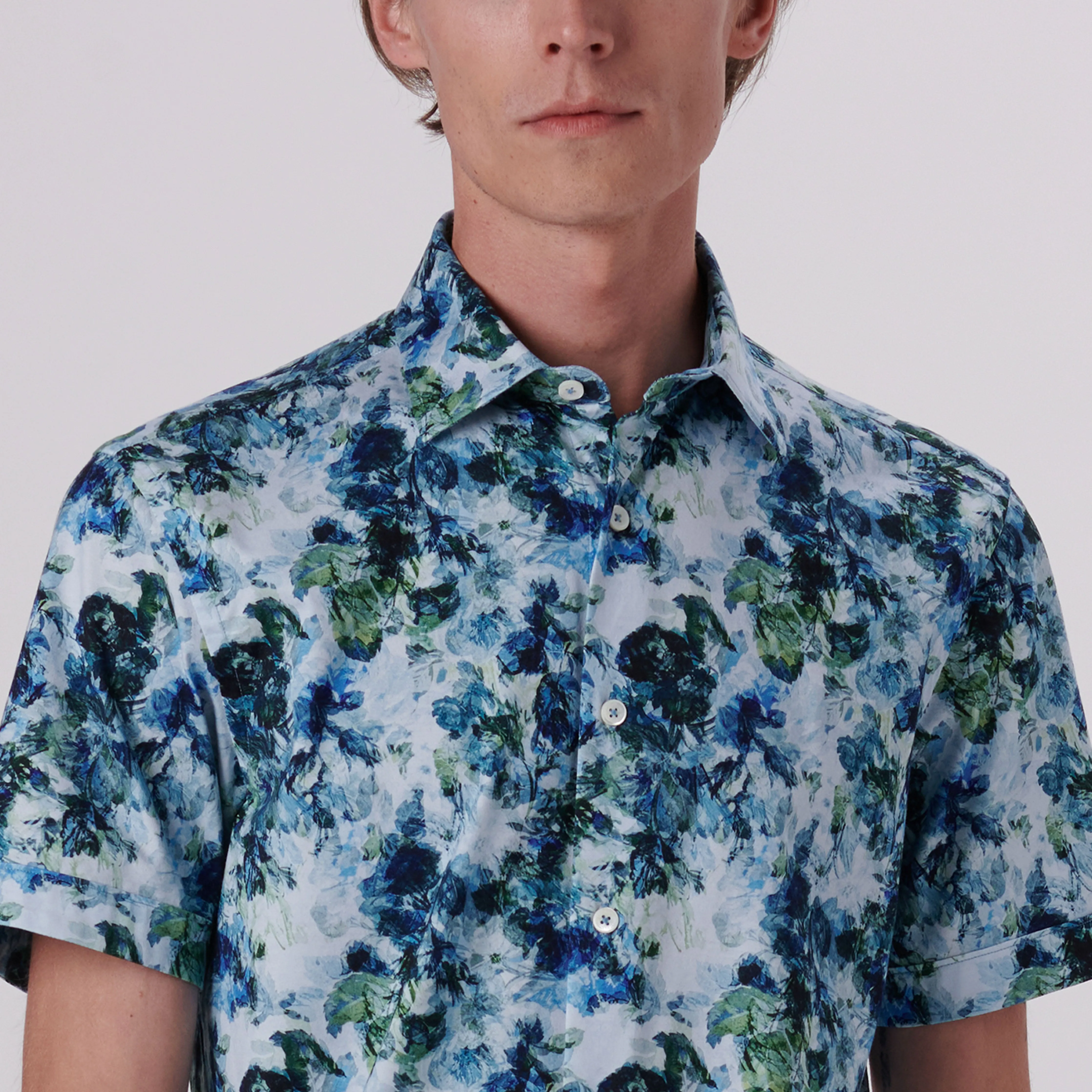 Milo Aquarelle Leaf Print OoohCotton Short Sleeve Shirt
