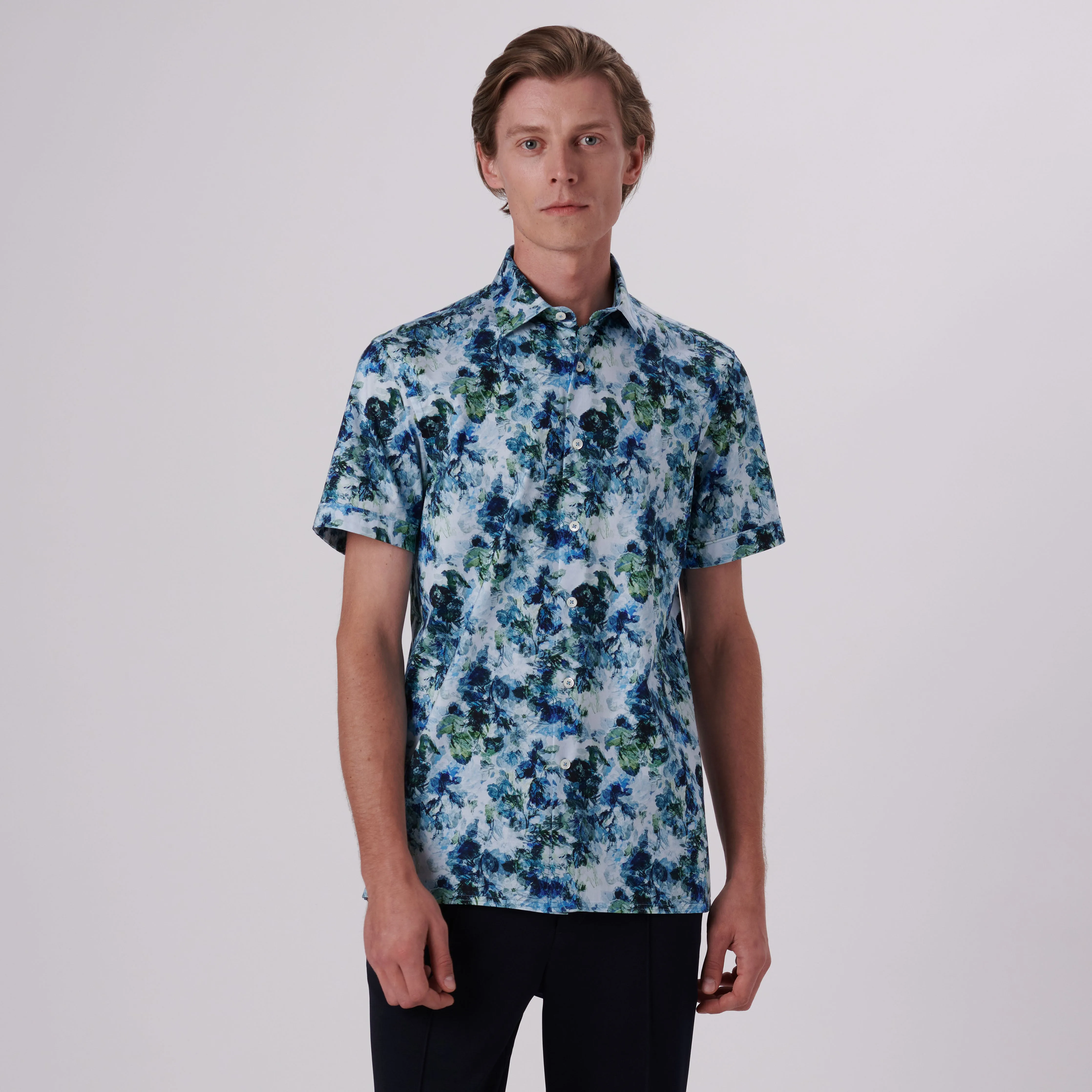 Milo Aquarelle Leaf Print OoohCotton Short Sleeve Shirt