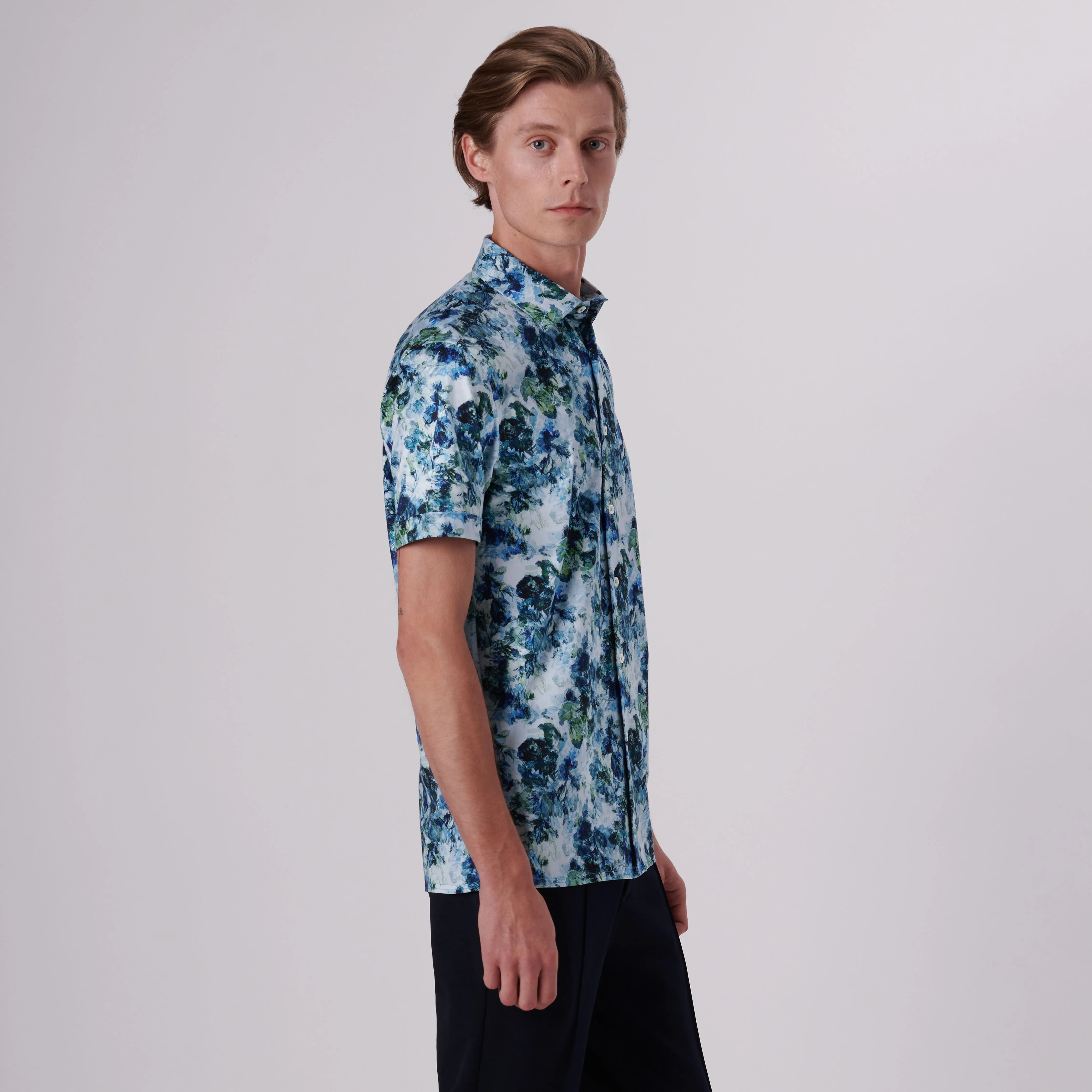 Milo Aquarelle Leaf Print OoohCotton Short Sleeve Shirt