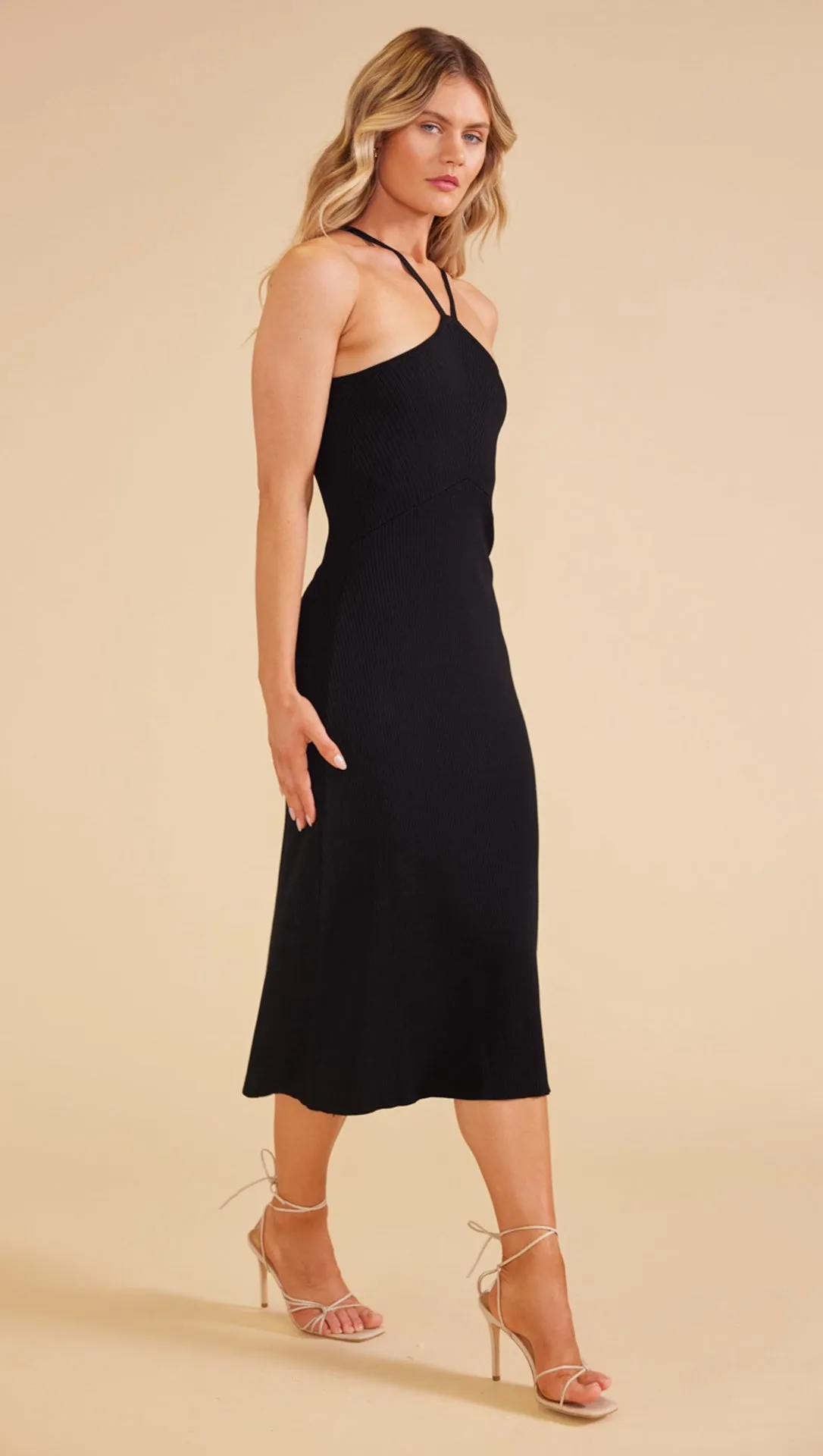 MINK PINK Christy Knit Midi Dress - Black