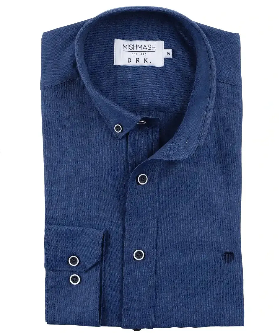 Mish Mash Men's Classic Oxford Shirt Summit Long Sleeve Indigo Navy