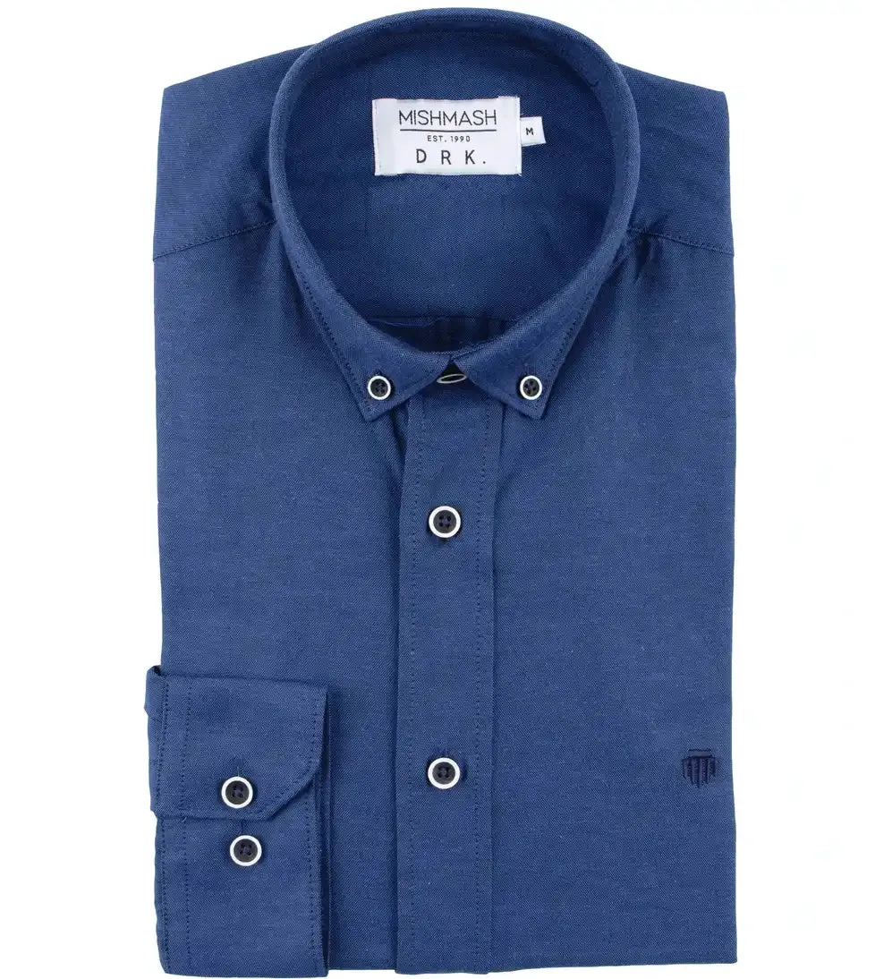 Mish Mash Men's Classic Oxford Shirt Summit Long Sleeve Indigo Navy