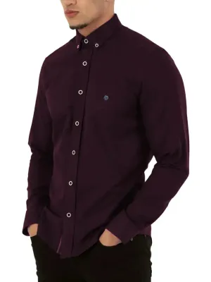 Mish Mash Men's Classic Oxford Shirt Summit Long Sleeve Plum