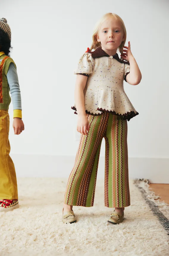 Misha & Puff Crochet Trim Puff Top, Iris Confetti