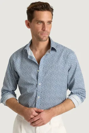 M.J. Bale - Carretera Printed Shirt - Denim/White