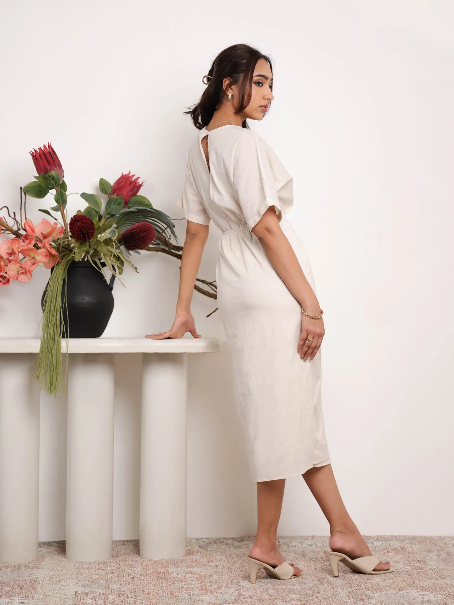 Mock wrap Midi Dress