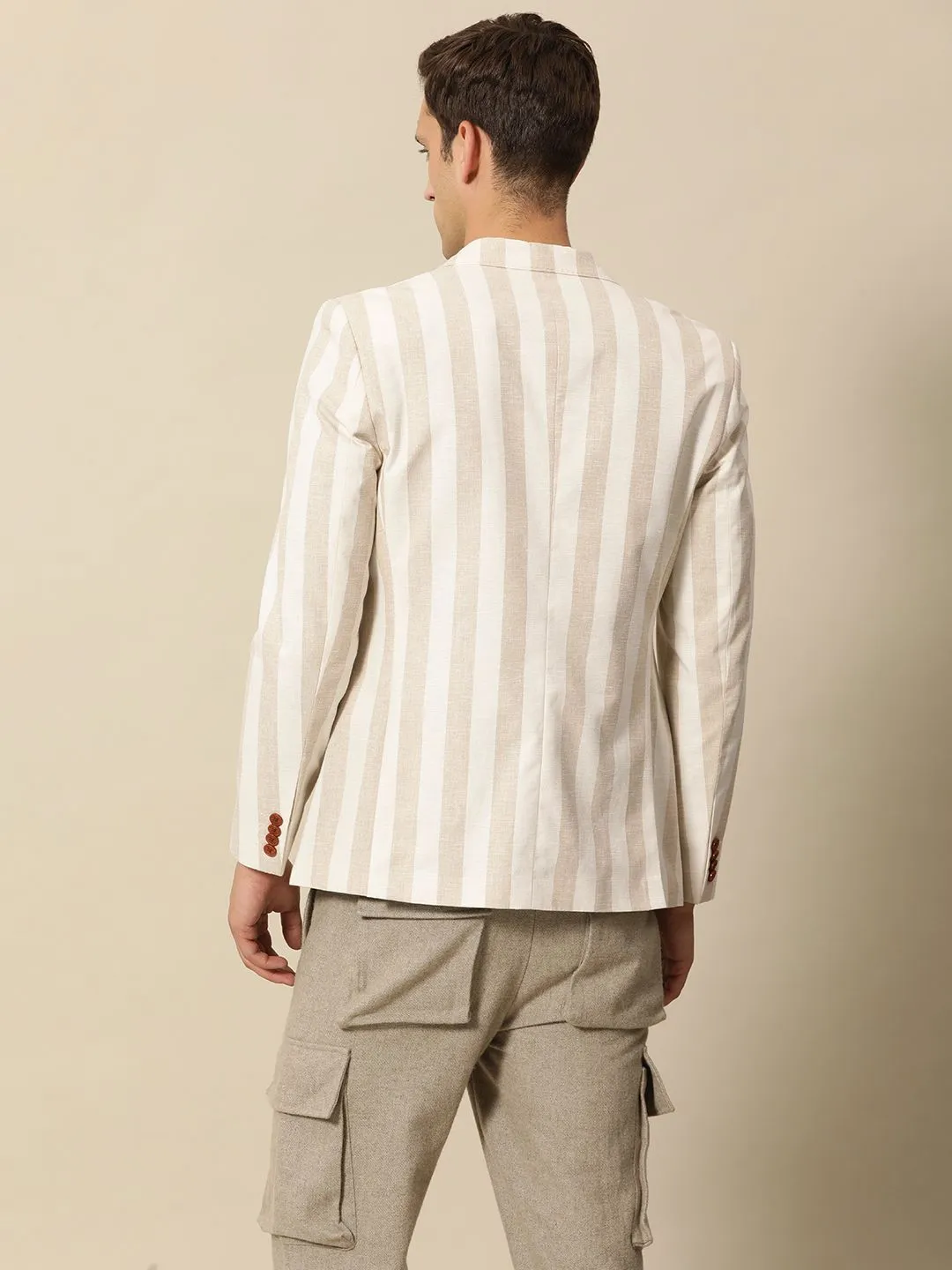 Mr Bowerbird Striped Peak Lapel Tailored Fit Casual Blazers