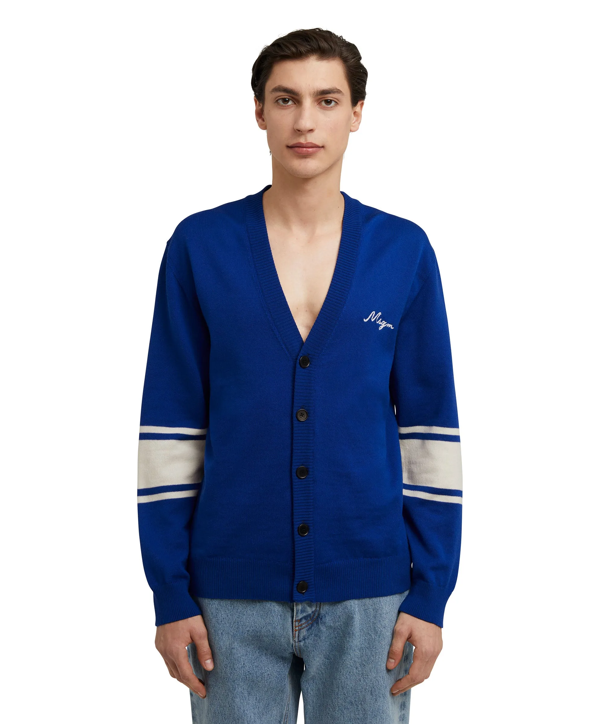 MSGM Heritage embroidered merino cardigan