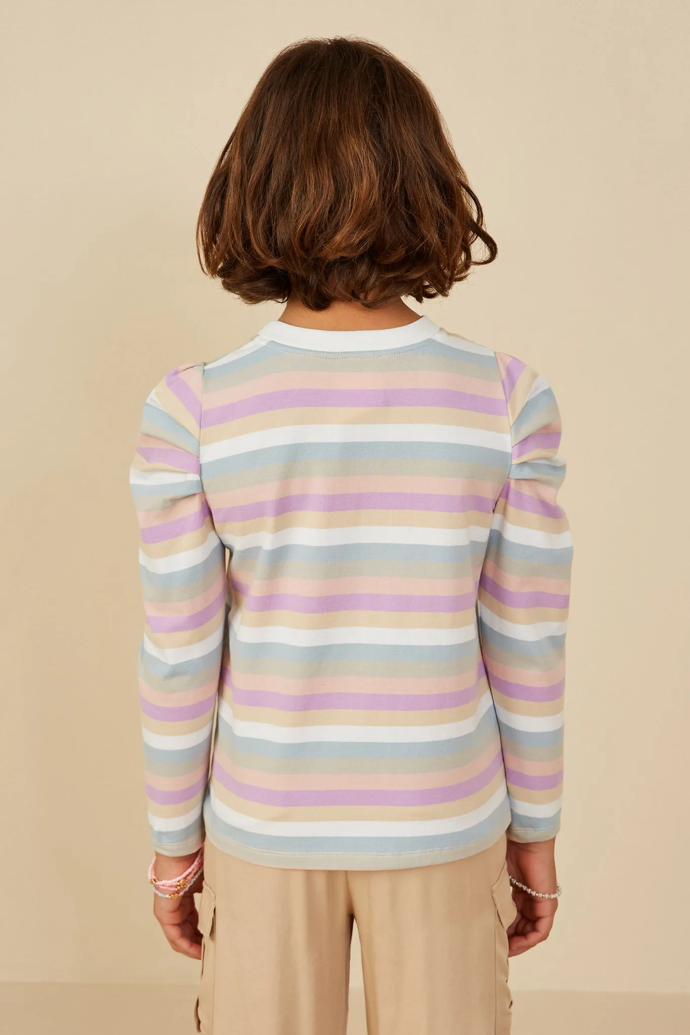 Multicolor Stripe Puff Shoulder Knit Top