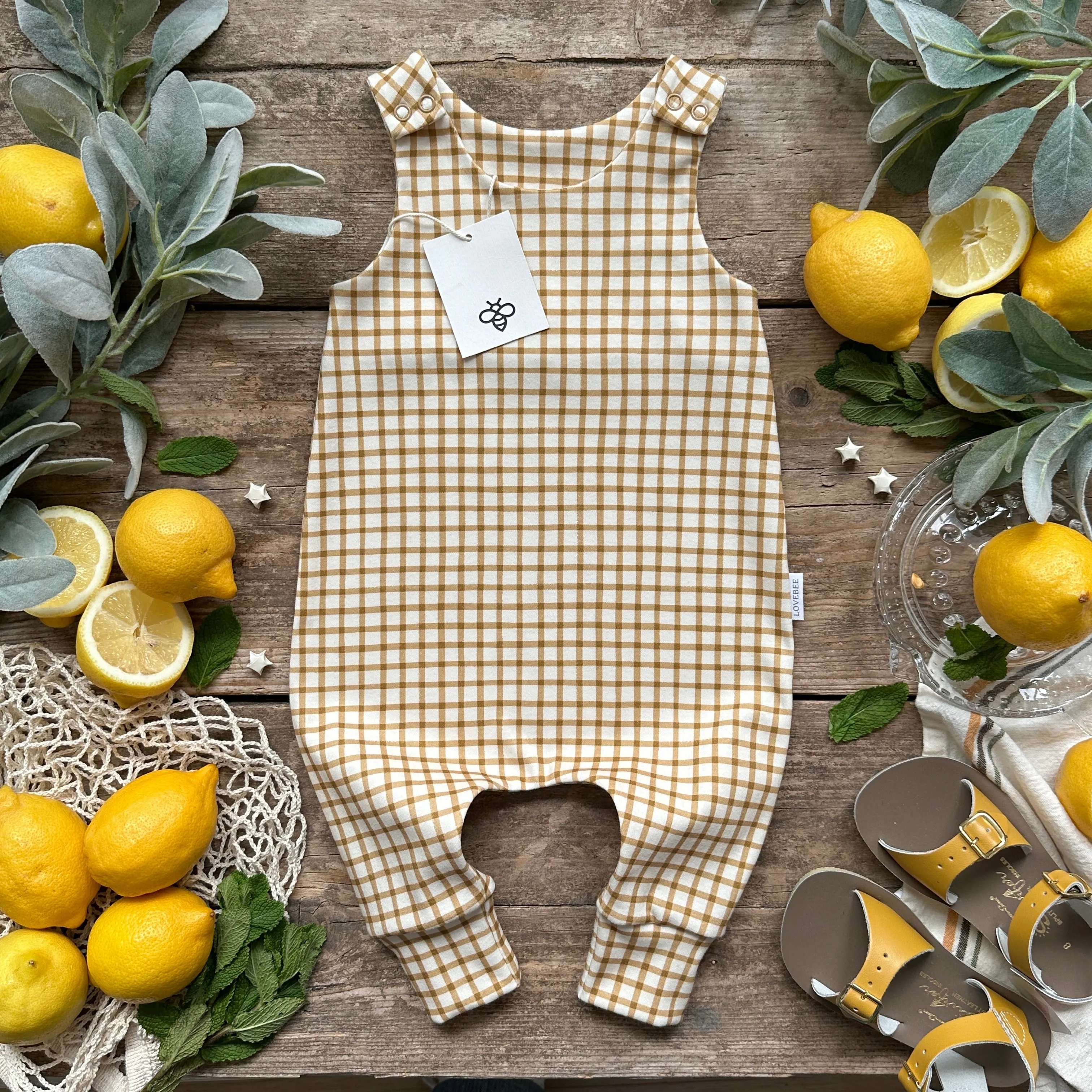 Mustard Gingham Long Romper | Ready To Post