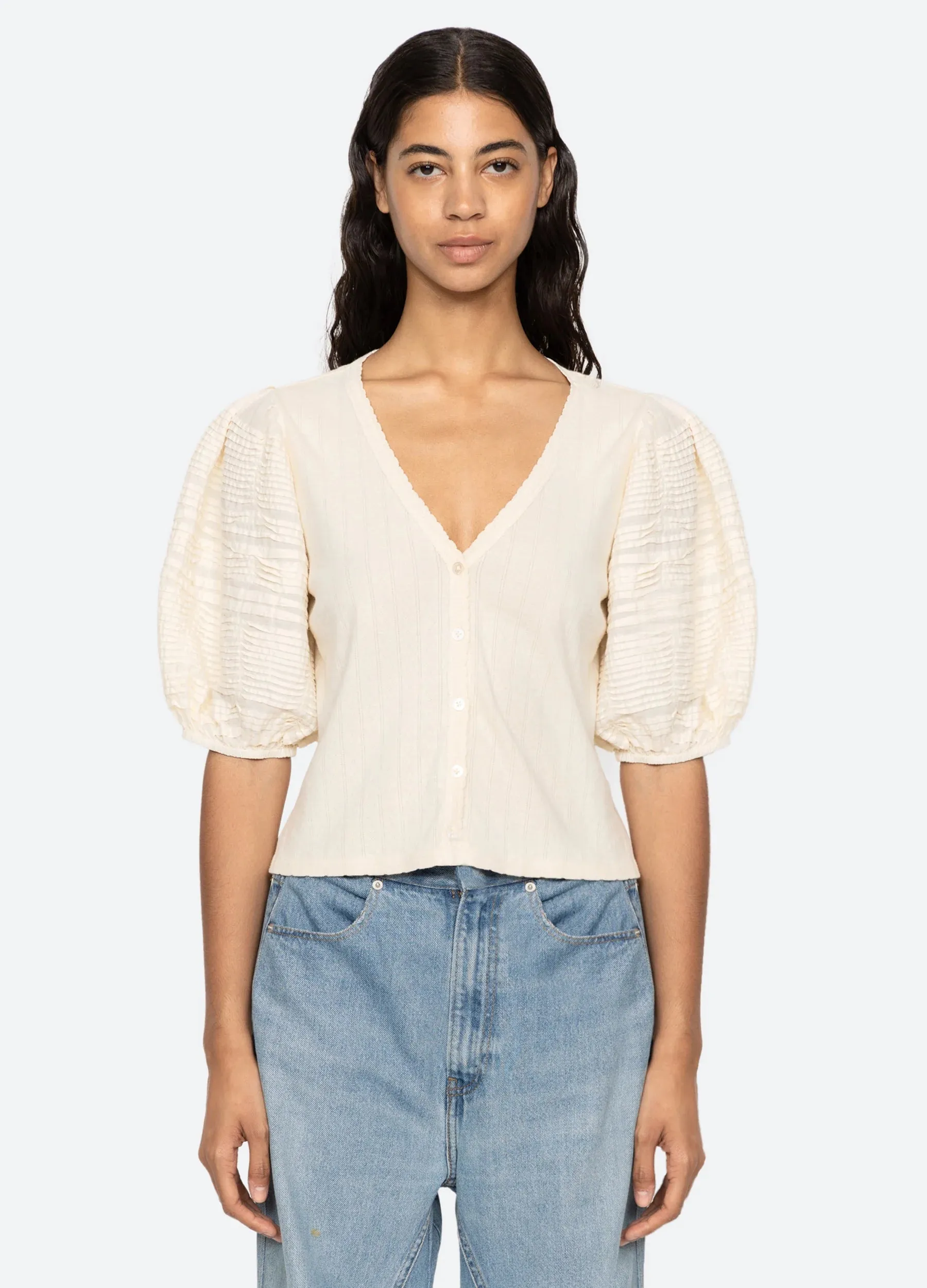 MYRA COTTON COMBO S/SLV TOP