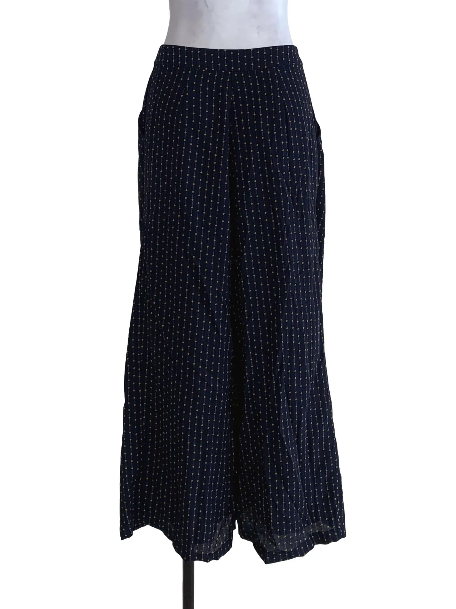Navy Blue Graphic Formal Pants