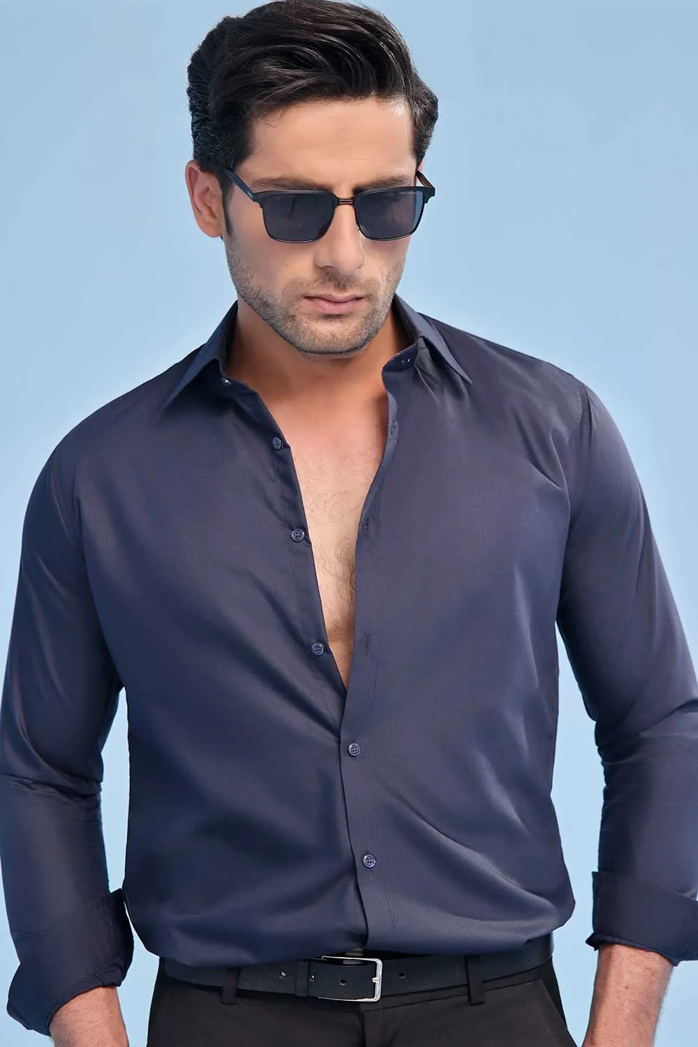 Navy Blue Oxford Dress Shirt