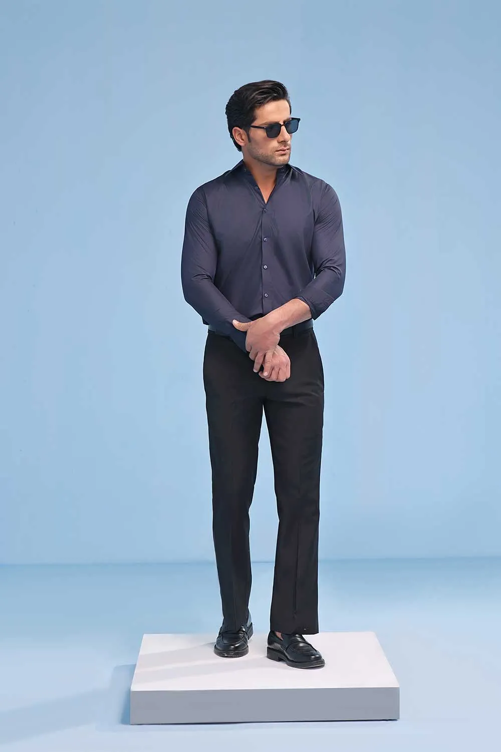 Navy Blue Oxford Dress Shirt