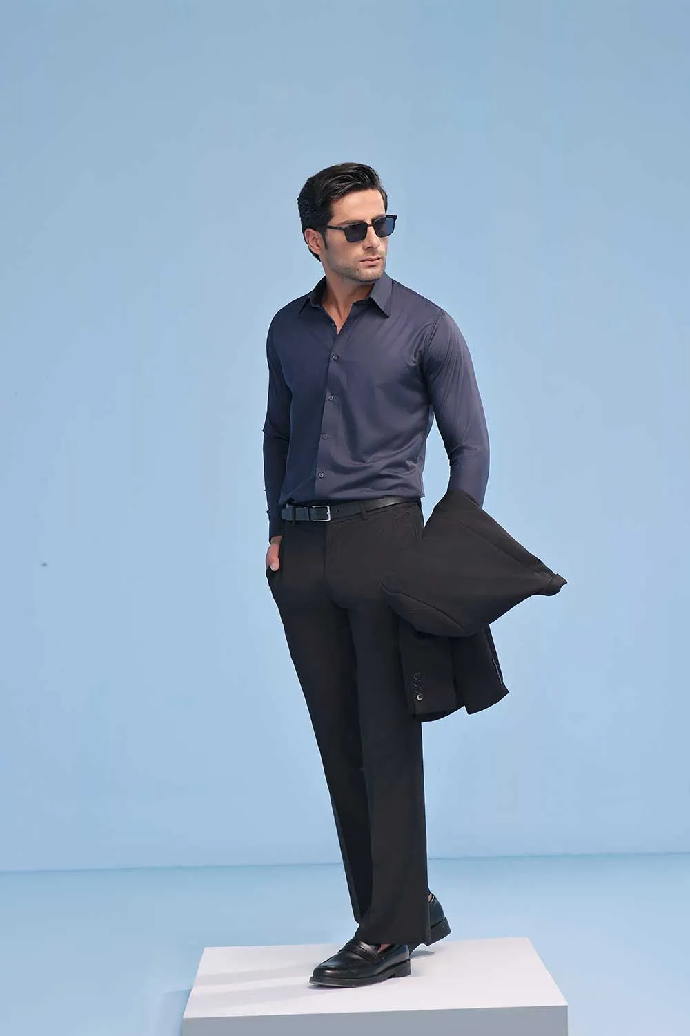 Navy Blue Oxford Dress Shirt