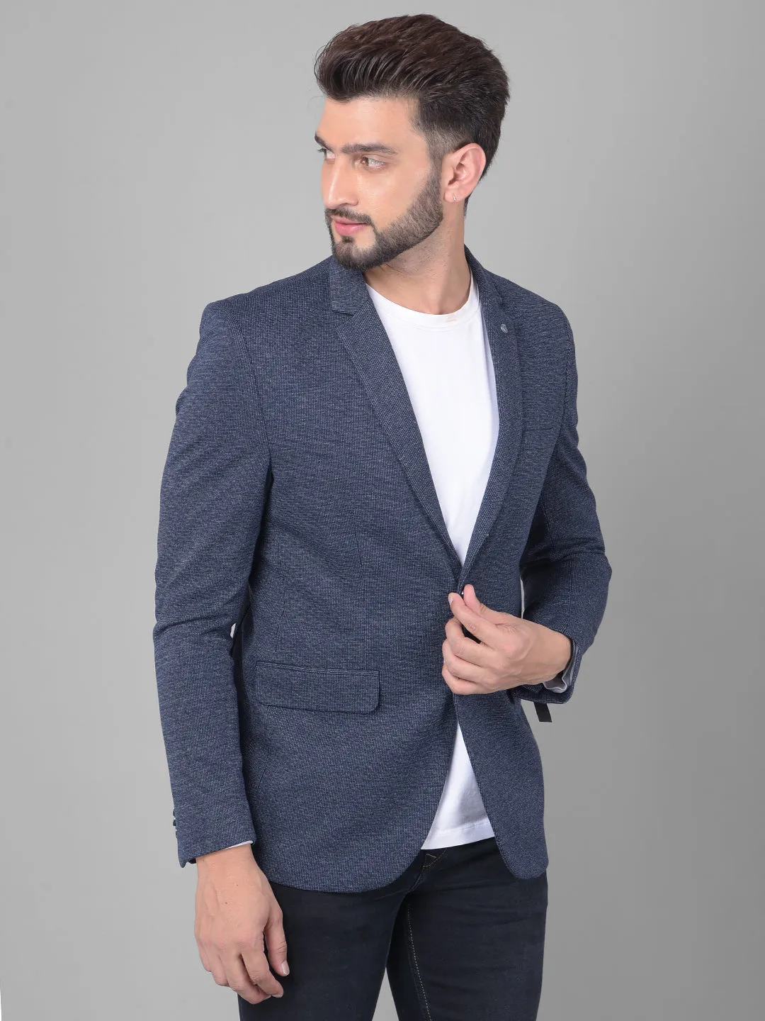Navy Blue Single Breasted Blazer