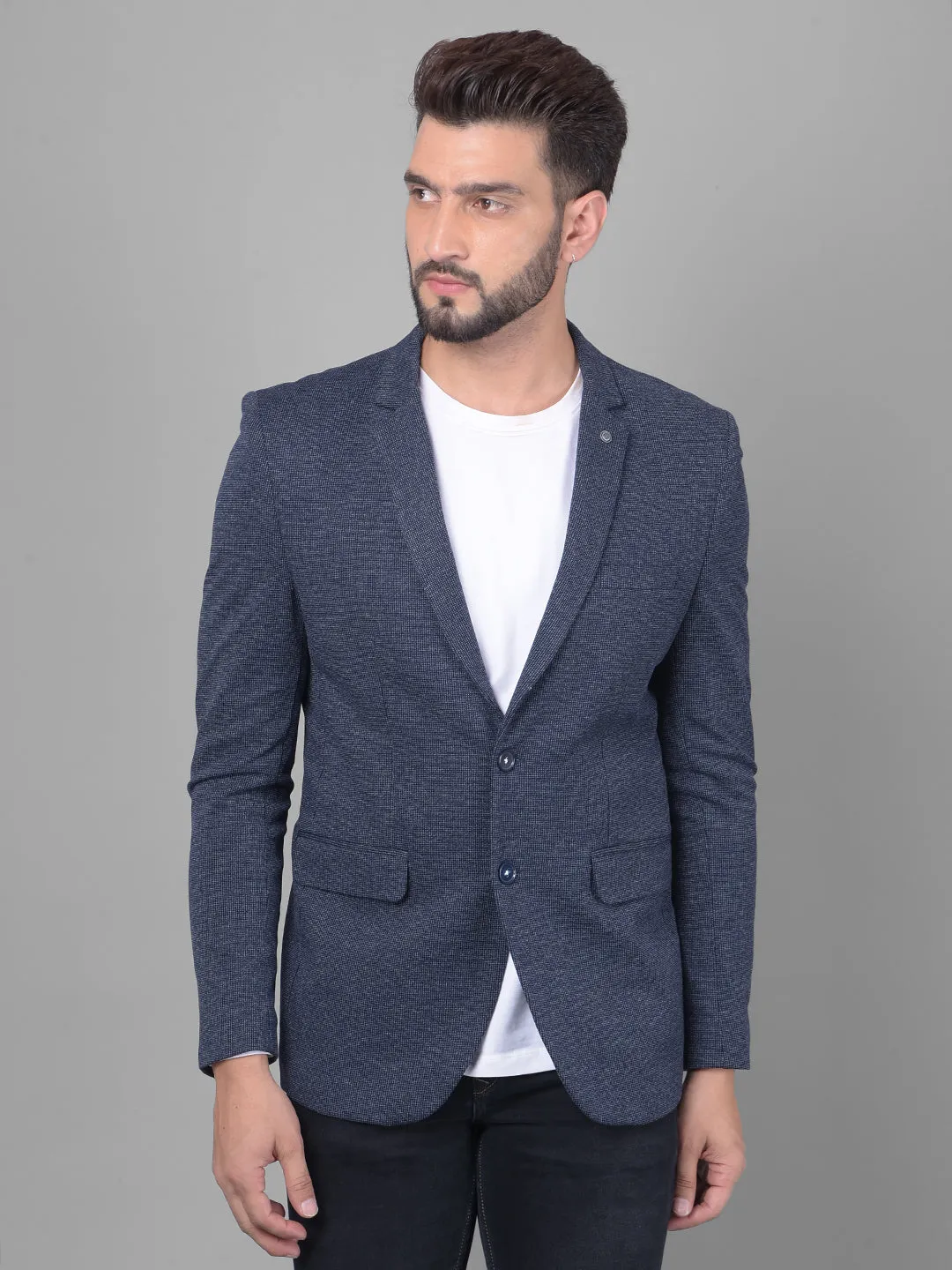 Navy Blue Single Breasted Blazer