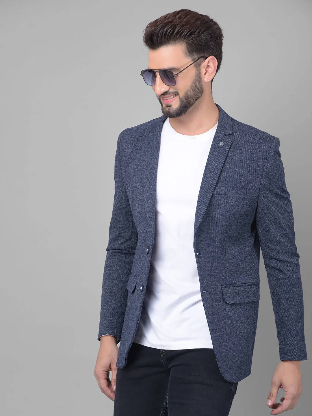 Navy Blue Single Breasted Blazer