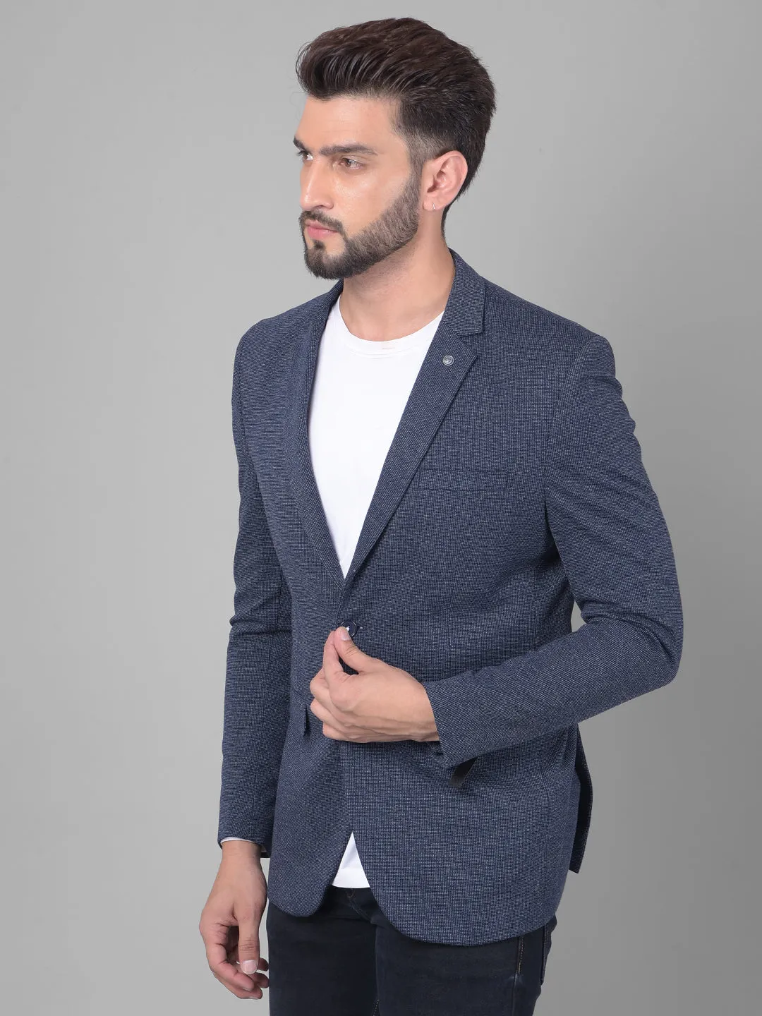 Navy Blue Single Breasted Blazer