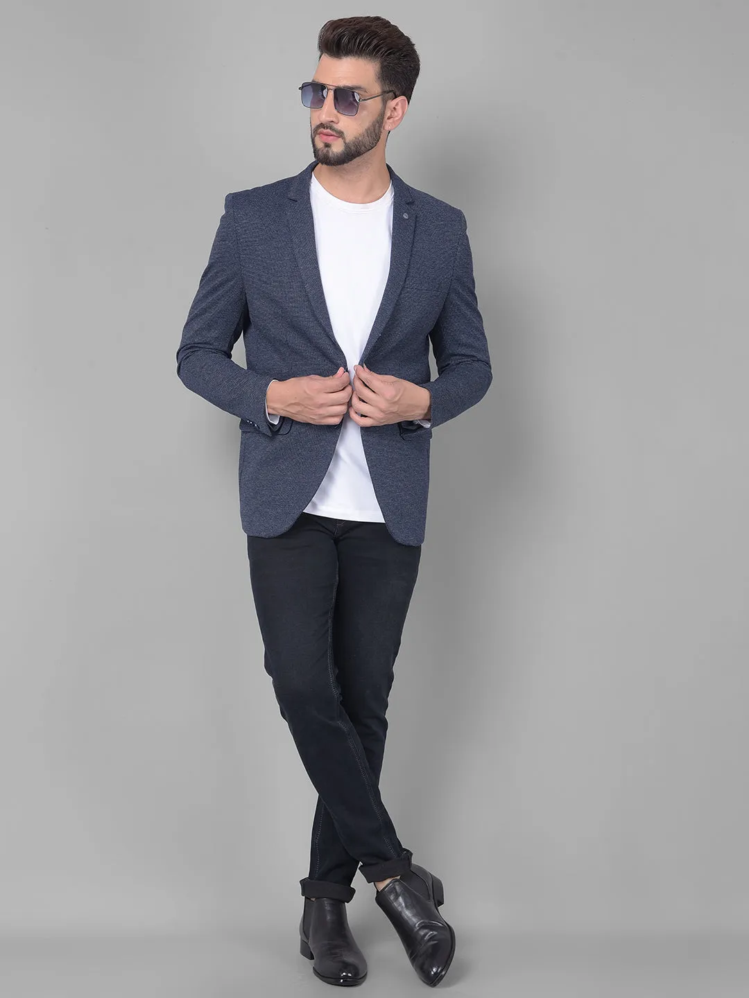 Navy Blue Single Breasted Blazer