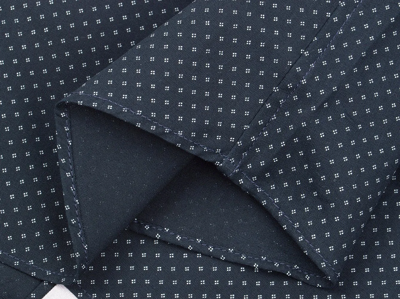 Navy Diamond Pindot Short Sleeve Shirt