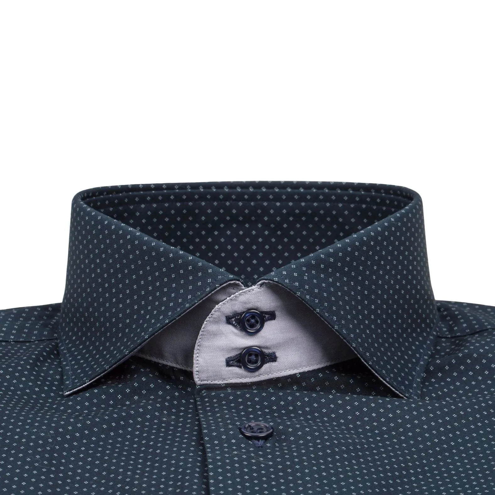 Navy Diamond Pindot Short Sleeve Shirt
