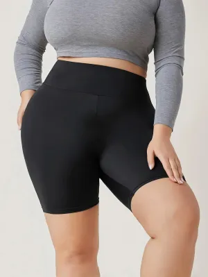 New SHEIN BASICS Plus High Waist Biker Shorts, Black, swimsuit material, wear swimming or under dresses etc Sz 3X