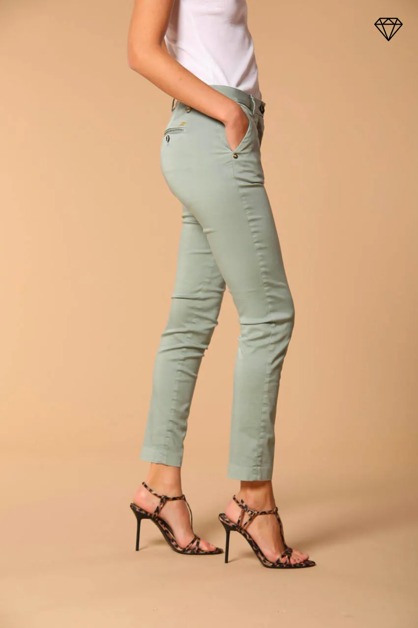 New York Slim women's chino trousers in stretch satin slim fit ①