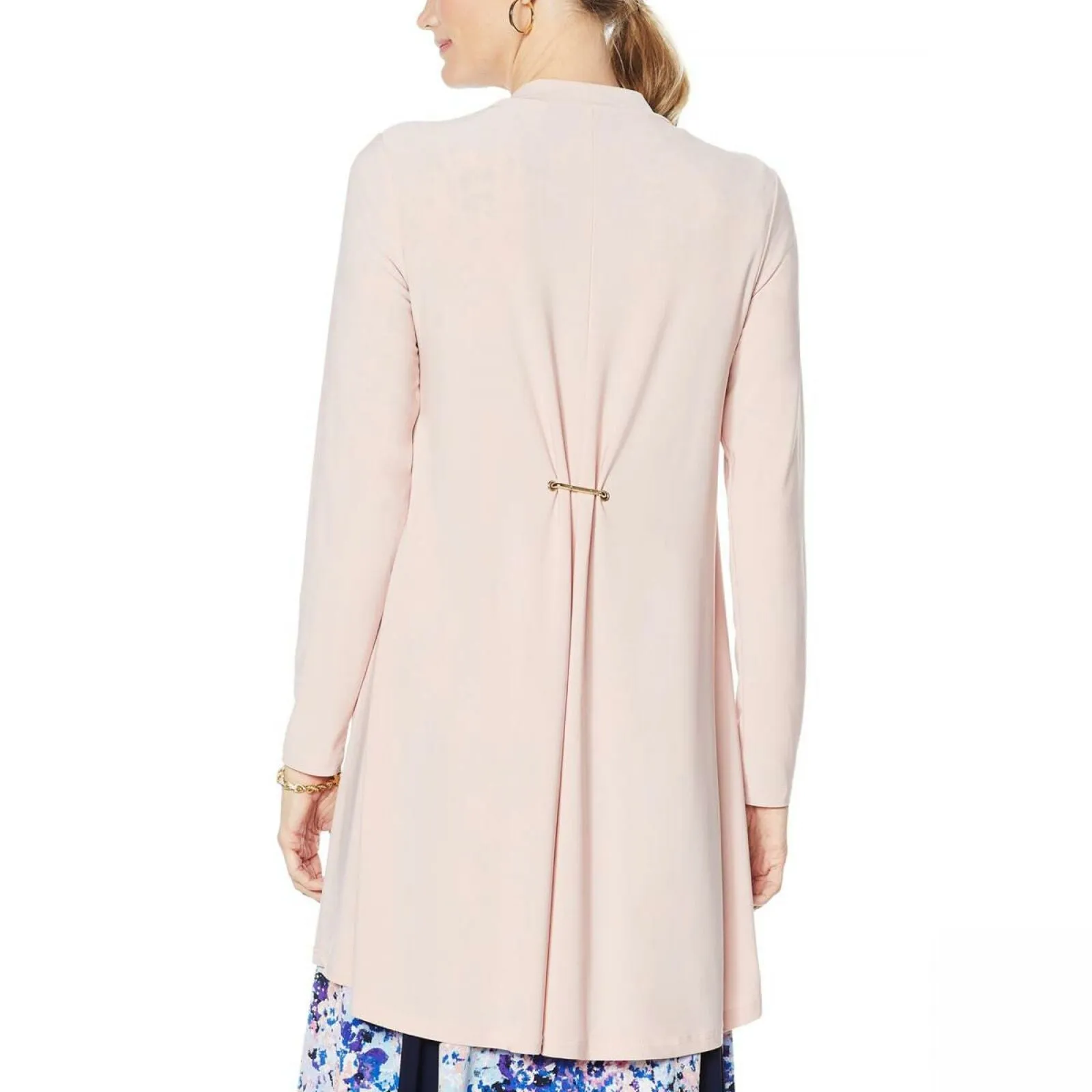 Nina Leonard Women's Plus Size Matte Jersey Cardigan With Ring Detail